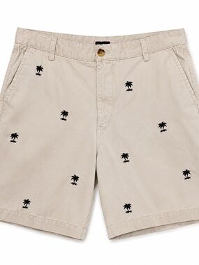Chaps Khaki Embroidered Palm Tree Shorts Size 34